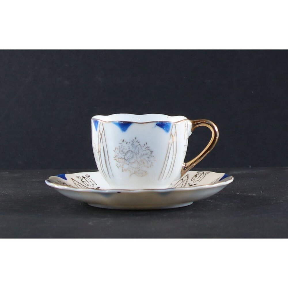 BACO Teacup and Saucer Demitasse 1950s Japan Hand Painted GC